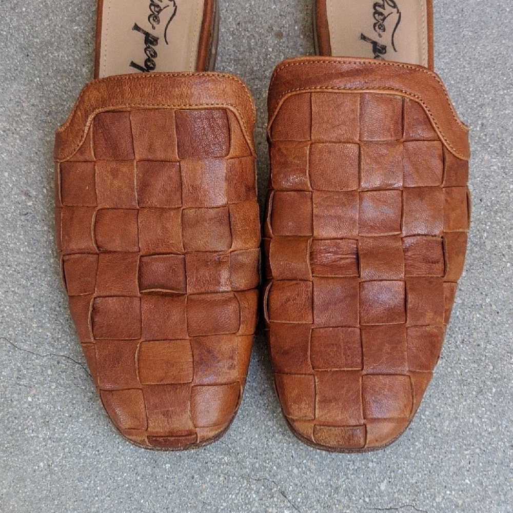 ❤️ Free People Italian Leather Maya Woven Mules Brown sz. 37 - Picture 6 of 12